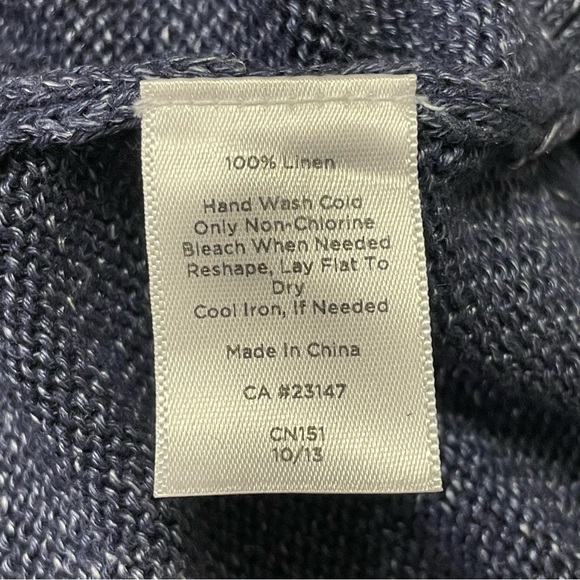 TALBOTS NWOT Shiny Linen V-Neck Sweater in Navy Blue - Picture 4 of 4